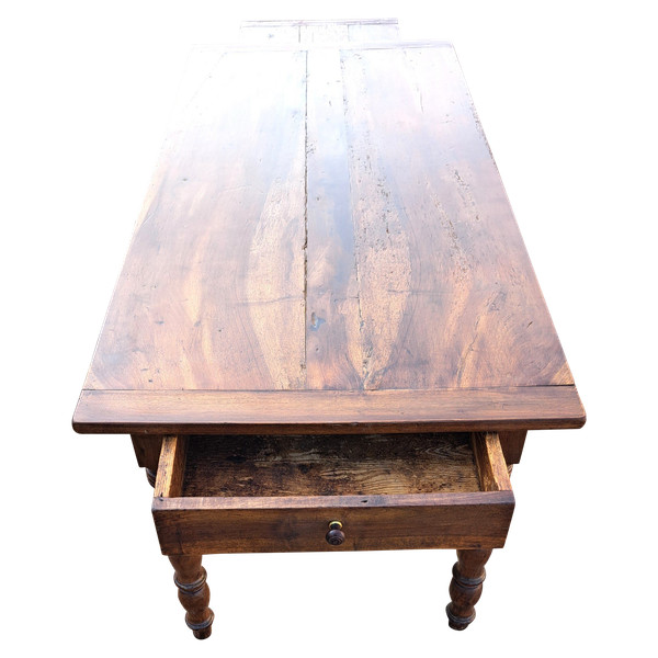 table de ferme ou pour cuisine en noyer blond massif fin 19ème
