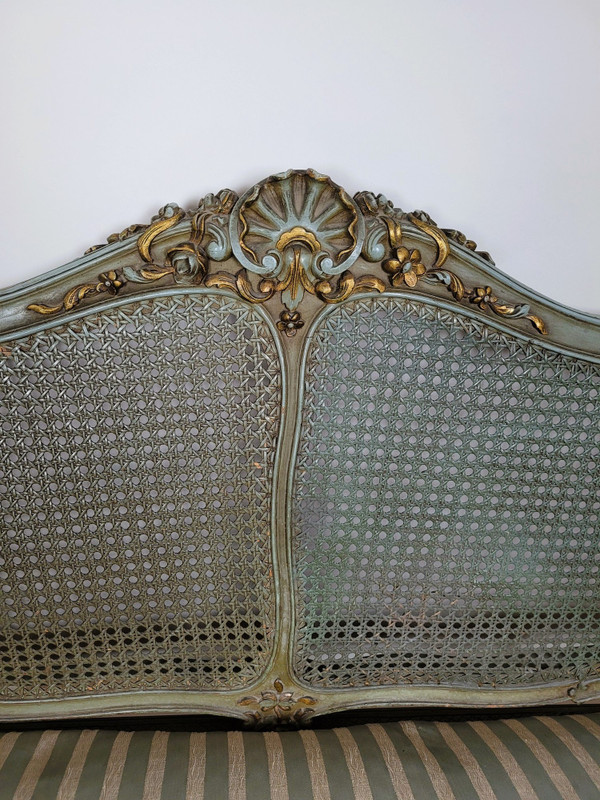 Salon 3 Pièces En Bois Laqué Et Cannage, Circa 1900