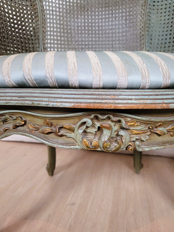 Salon 3 Pièces En Bois Laqué Et Cannage, Circa 1900