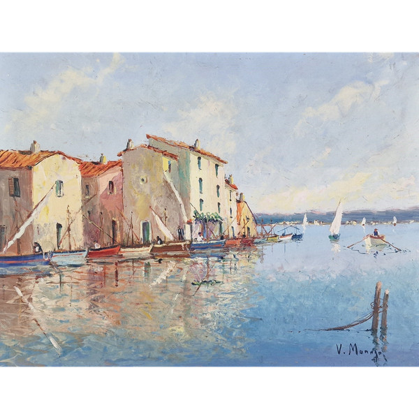 Vincent MANAGO (1880-1936) Original Öl/Tafel, signiert – Martigues, Riviera, Meer, Hafen, Süden