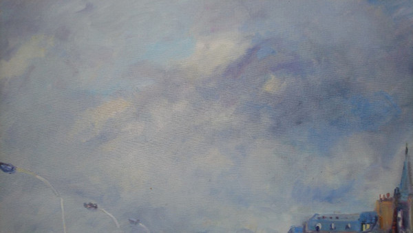 Marcel LAQUAY (1925-2014), Grande Huile/toile d'origine, signée - Trouville, Mer, Plage, Bateau