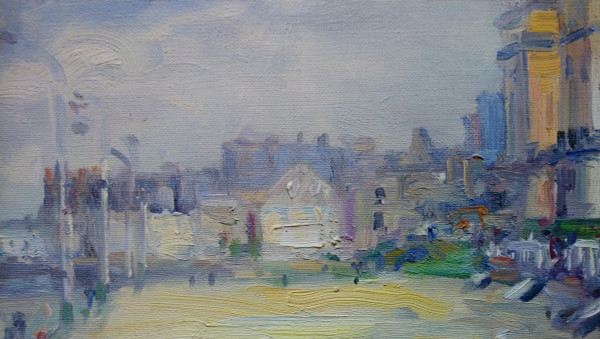 Marcel LAQUAY (1925-2014), Grande Huile/toile d'origine, signée - Trouville, Mer, Plage, Bateau