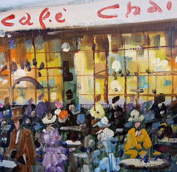 Dominique TORTÈS (1938-2012) Signed French original oil/canvas - Figure, Paris, Boulevard, 1900