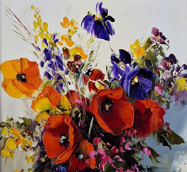 Michel VÉZINET (né en 1957), Huile/toile d'origine, signée - Fleur, Bouquet, Nature Morte, Vase