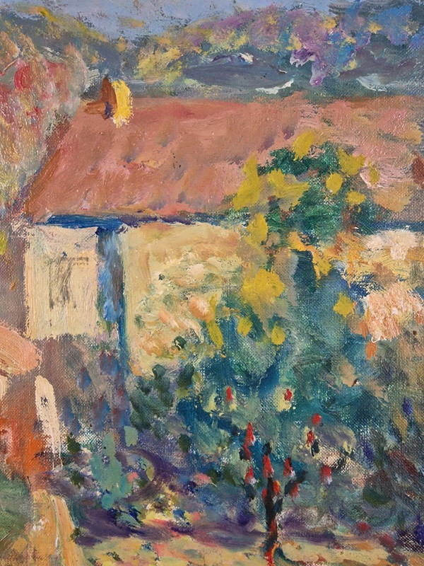 Jacques GAUTHERIN (1929-1997), Original Öl/Leinwand, signiert – Garten, Haus, Impressionismus