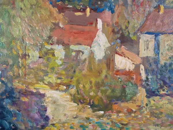 Jacques GAUTHERIN (1929-1997), Original Öl/Leinwand, signiert – Garten, Haus, Impressionismus