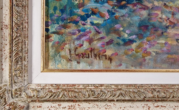 Jacques GAUTHERIN (1929-1997), Original Öl/Leinwand, signiert – Garten, Haus, Impressionismus