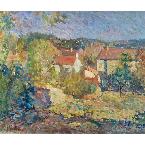 Jacques GAUTHERIN (1929-1997), Original Öl/Leinwand, signiert – Garten, Haus, Impressionismus