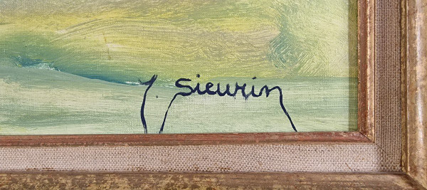 Jean SIEURIN (1931-2024), Original Öl/Leinwand, signiert – Landschaft, Normandie, Seine, Boot
