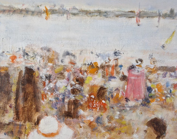 Alain ROUSSEAU (né en 1926) Huile/toile d'origine signée - Mer, Plage, Côte d'Azur, Sud, Bateau