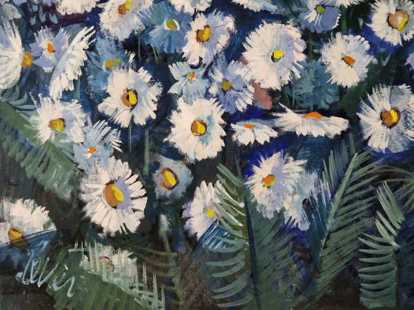 Charles LEVIER (1920-2003) Huile/toile d'origine, signée - Jardin, Fleurs, Femme, Personnage