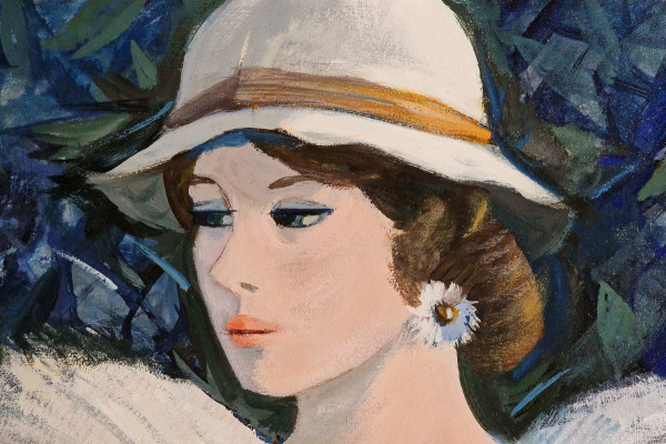 Charles LEVIER (1920-2003) Huile/toile d'origine, signée - Jardin, Fleurs, Femme, Personnage