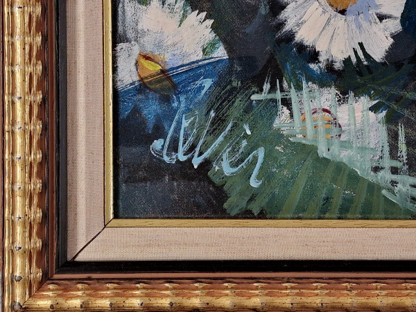 Charles LEVIER (1920-2003) Huile/toile d'origine, signée - Jardin, Fleurs, Femme, Personnage