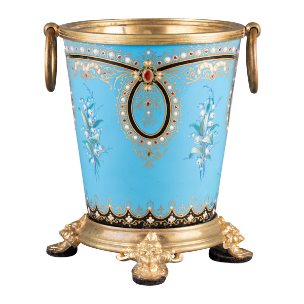 Small Enameled Cache Pot, 19th Century