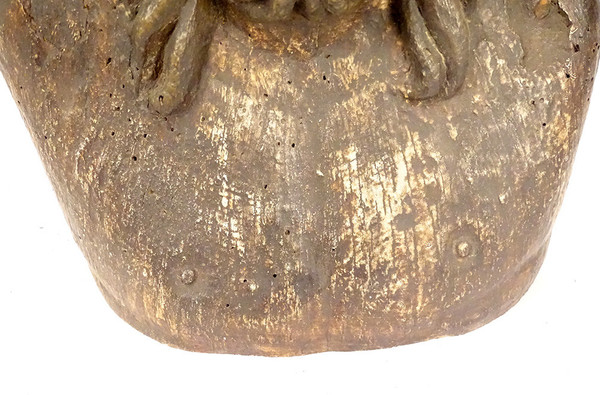 Statue Bust Christ Crown Thorns Wood Carved High Period 14th-15th century