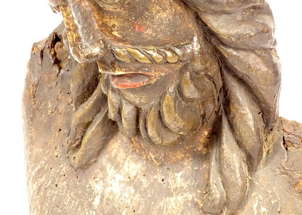 Statue Bust Christ Crown Thorns Wood Carved High Period 14th-15th century