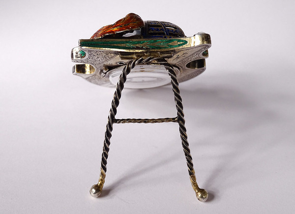 Vienna enamel clock Signed Hermann Böhm Silver Jasper Heaume Austria 19th century