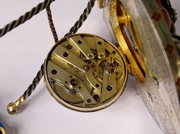 Vienna enamel clock Signed Hermann Böhm Silver Jasper Heaume Austria 19th century