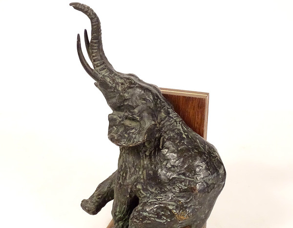 Pair of bookends Elephant sculptures Ary Bitter Bronze Art Deco 20th century