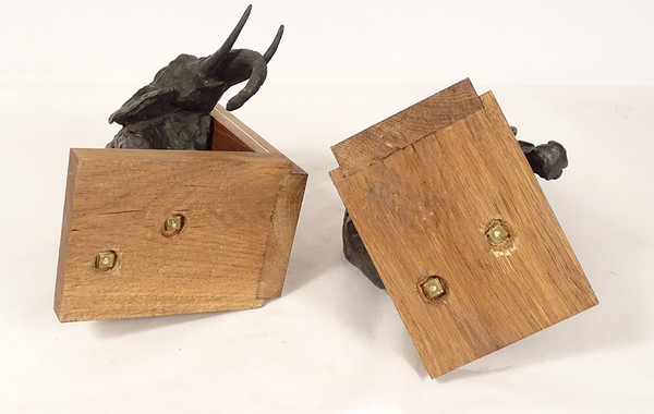 Pair of bookends Elephant sculptures Ary Bitter Bronze Art Deco 20th century