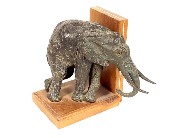 Pair of bookends Elephant sculptures Ary Bitter Bronze Art Deco 20th century
