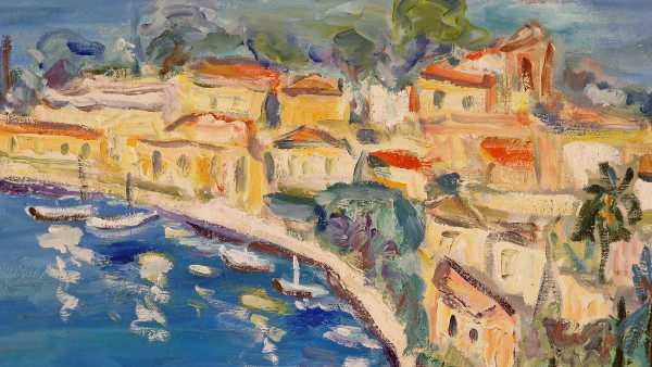Marie SION (née en 1956) Huile/toile d'origine, signée - Mer, Saint tropez, Plage, Voilier, Sud