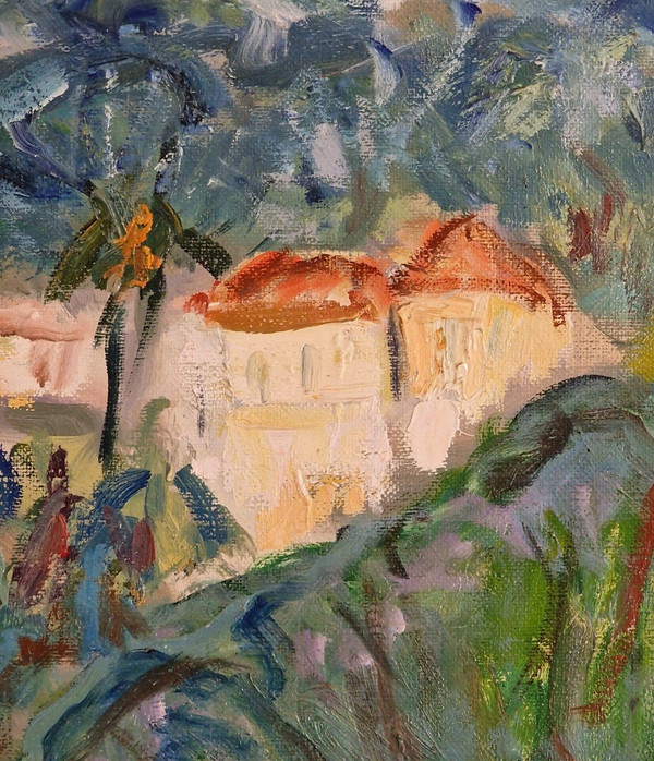 Marie SION (née en 1956) Huile/toile d'origine, signée - Mer, Saint tropez, Plage, Voilier, Sud