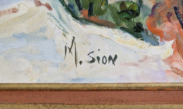 Marie SION (née en 1956) Huile/toile d'origine, signée - Mer, Saint tropez, Plage, Voilier, Sud