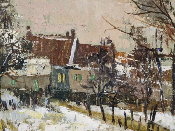 Maurice LEMAITRE (1929-2018) Original Öl/Leinwand, signiert – Landschaft, Schnee, Winter