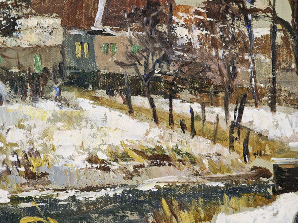 Maurice LEMAITRE (1929-2018) Original Öl/Leinwand, signiert – Landschaft, Schnee, Winter