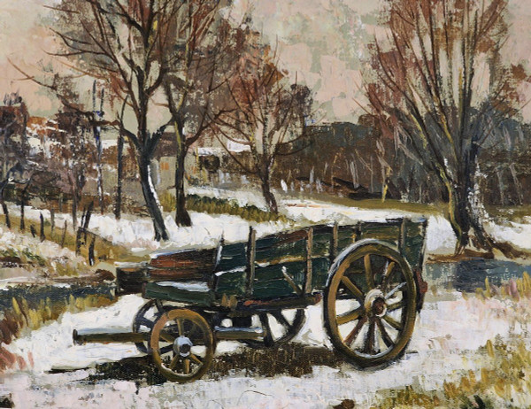 Maurice LEMAITRE (1929-2018) Original Öl/Leinwand, signiert – Landschaft, Schnee, Winter