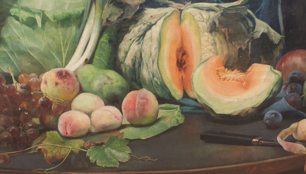 Hippolyte MICHAUD - Nature morte aux fruits et aux légumes