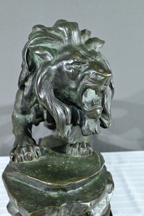 Bronze "Brüllender Löwe" signiert Nerin - Anfang 20.