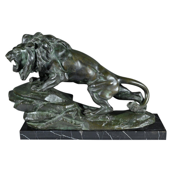Bronze "Brüllender Löwe" signiert Nerin - Anfang 20.