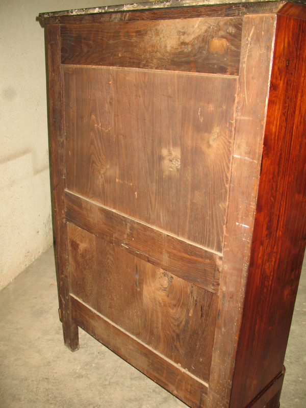Scrittoio in mogano di epoca impero con quadrifoglio e serrature in bronzo