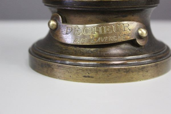 Bronze by Lavergne depicting a fisherman, circa 1900
