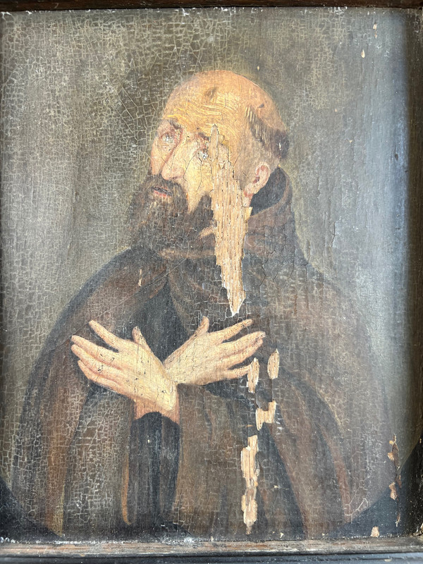 Tableau portrait de  Saint Bernard en prière 17eme