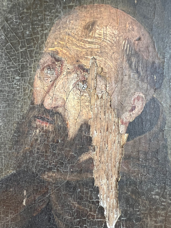 Tableau portrait de  Saint Bernard en prière 17eme