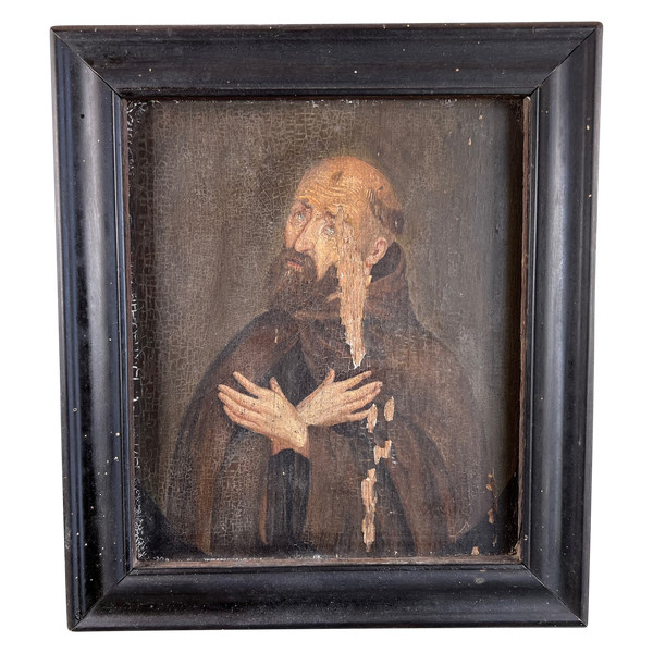 Tableau portrait de  Saint Bernard en prière 17eme