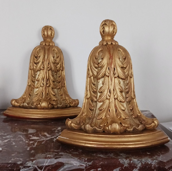 Paar Wandkonsolen zum Aufhängen - vergoldetes Holz - Stil Louis XVI
