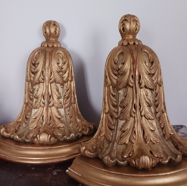 Paar Wandkonsolen zum Aufhängen - vergoldetes Holz - Stil Louis XVI