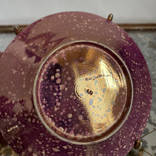 Sarreguemines, circa 1830 - pair of Burgos litron cups - porphyry-style earthenware