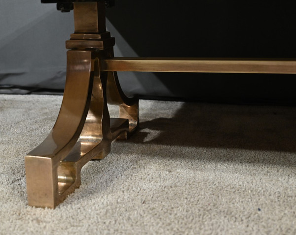 Table Basse en Laiton et Travertin, époque Art Déco – 1930