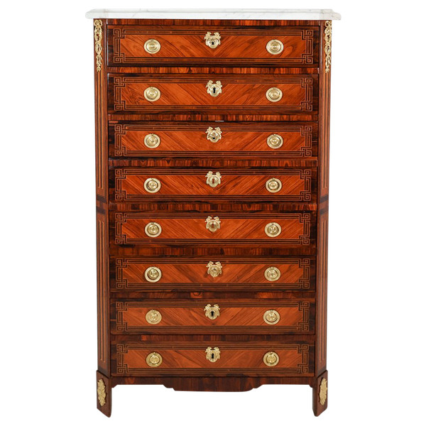 Segretaria Chiffonnier in intarsio epoca Luigi XVI