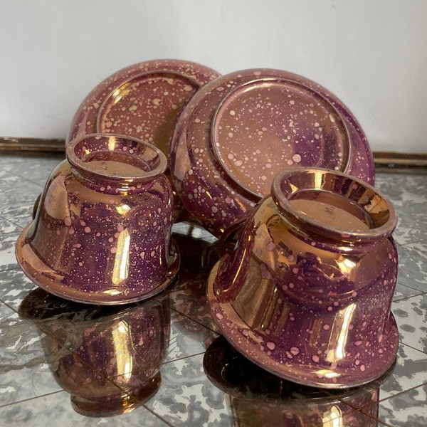 Sarreguemines, circa 1830 - two ovoid Burgos cups - porphyry earthenware