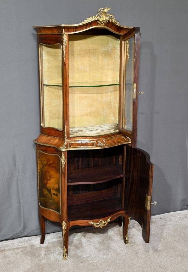 Vetrina in palissandro, periodo Napoleone III, stile Luigi XV/Luigi XVI - metà del XIX secolo