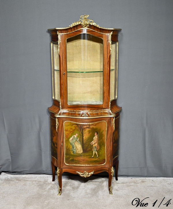 Vetrina in palissandro, periodo Napoleone III, stile Luigi XV/Luigi XVI - metà del XIX secolo