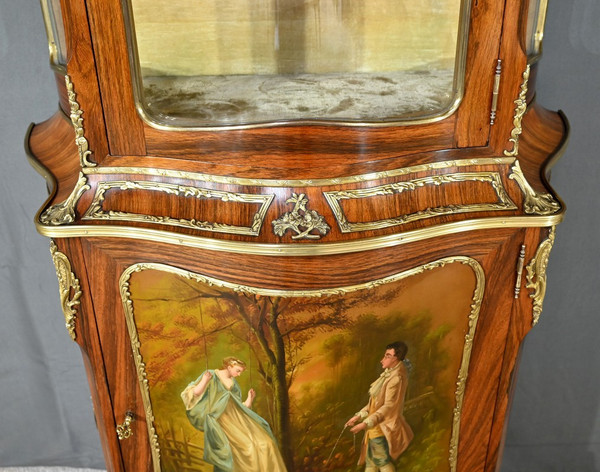 Vetrina in palissandro, periodo Napoleone III, stile Luigi XV/Luigi XVI - metà del XIX secolo