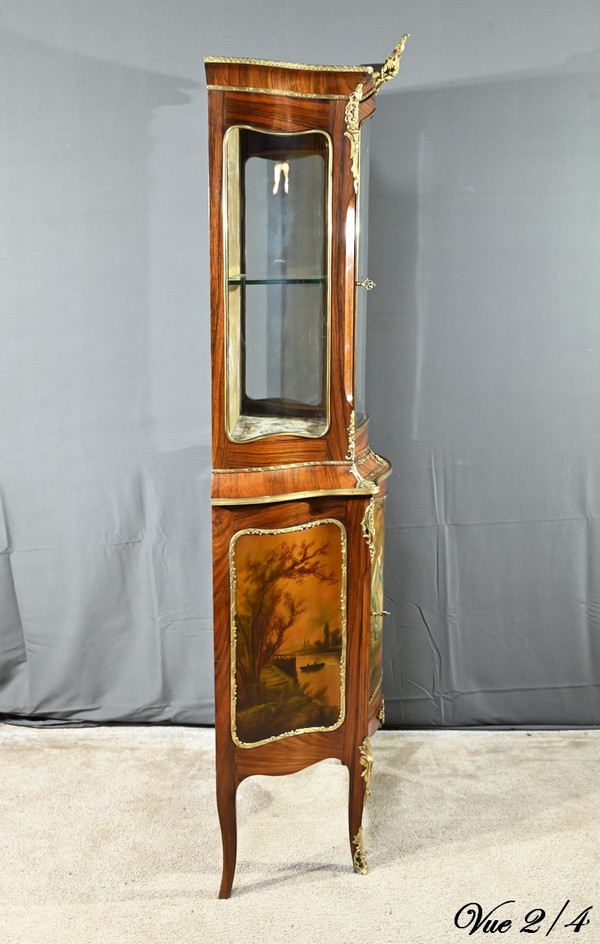 Vetrina in palissandro, periodo Napoleone III, stile Luigi XV/Luigi XVI - metà del XIX secolo