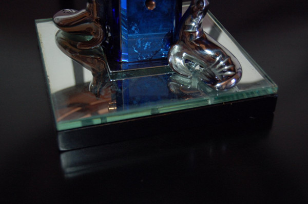 Art Deco Bronze And Murano Tinted Glass Centerpiece
